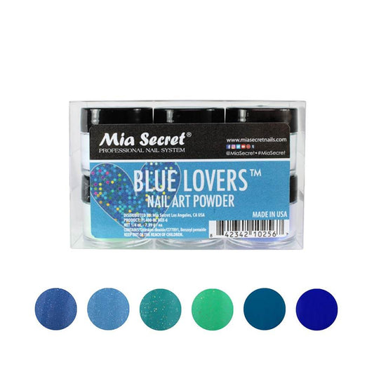 BLUE LOVERS ACRYLIC POWDER COLLECTION 6 PCS MIX 1/4 OZ SKU: PL400BL-MIX 6