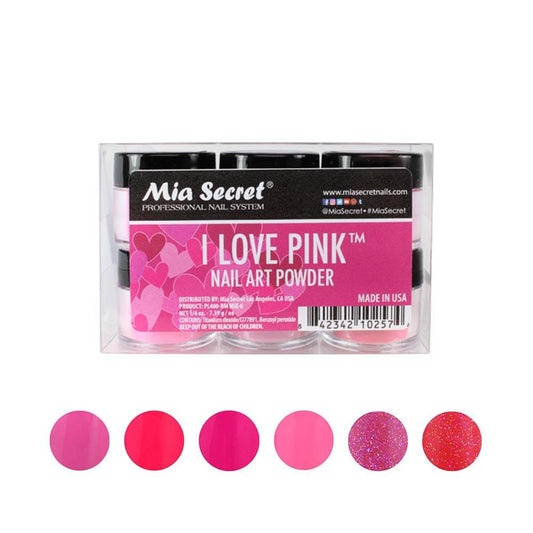 I LOVE PINK ACRYLIC POWDER COLLECTION 6 PCS MIX 1/4 OZ SKU: PL400-RM-MIX 6